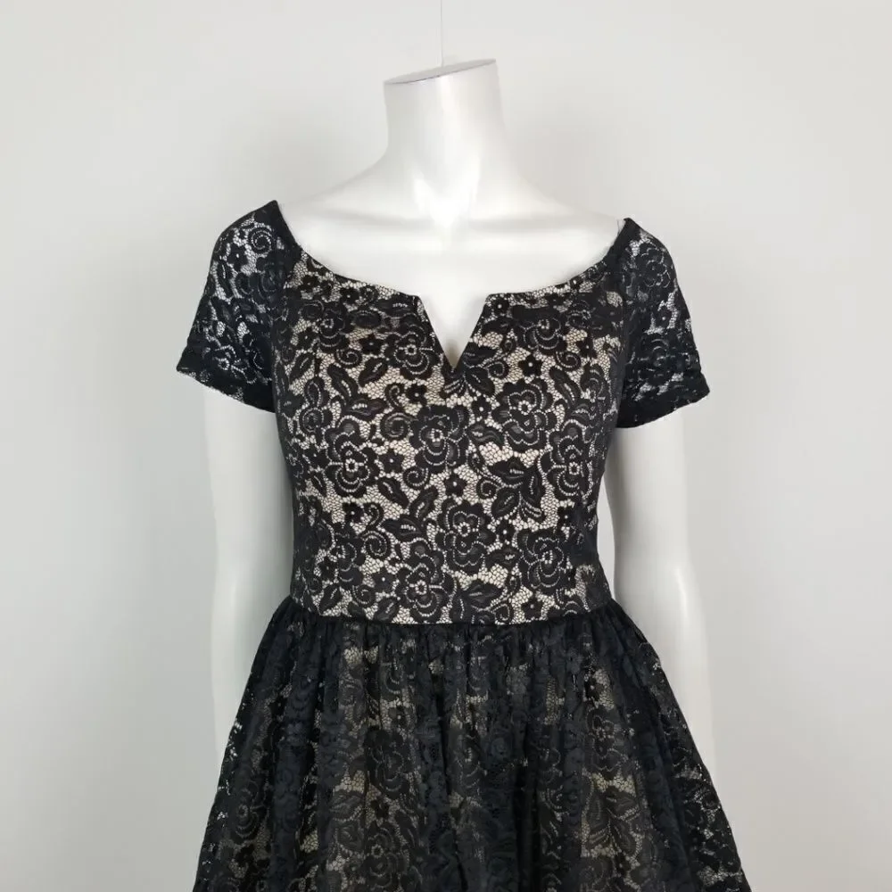 Chi Chi London Floral Lace Fit & Flare Dress Sz 10